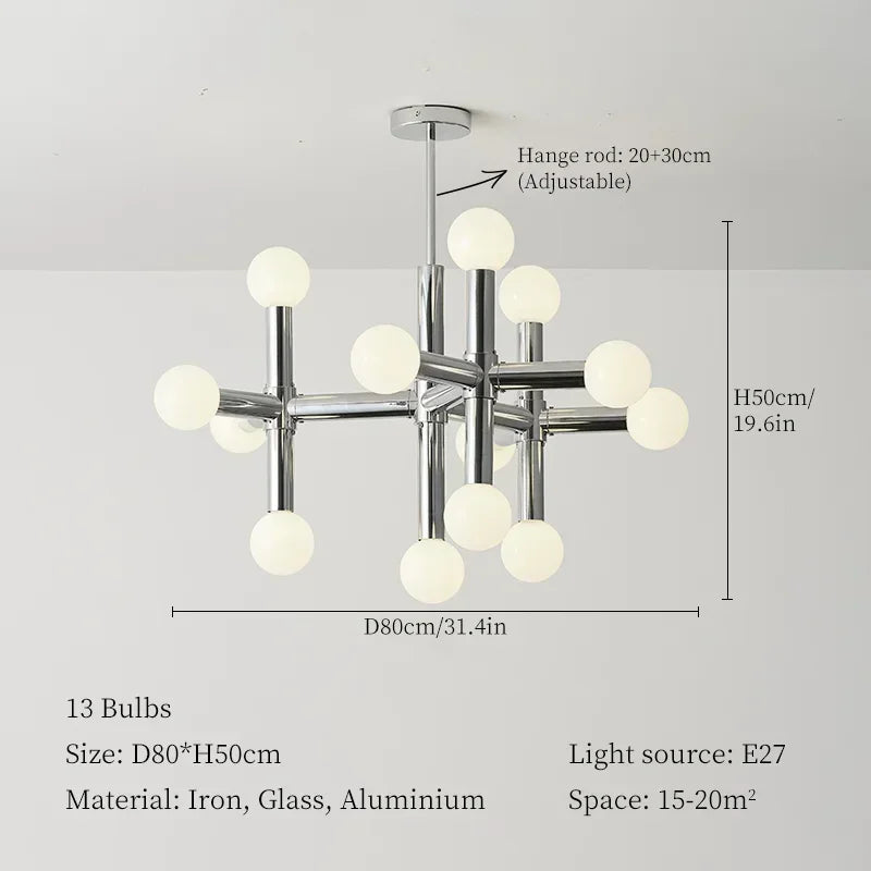 Nordic Chrome Glass Ball Ceiling Light
