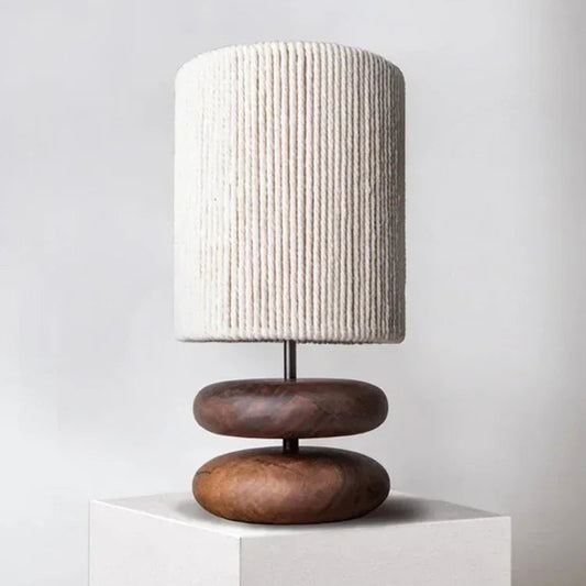 Japanese Walnut Wood Table Lamp