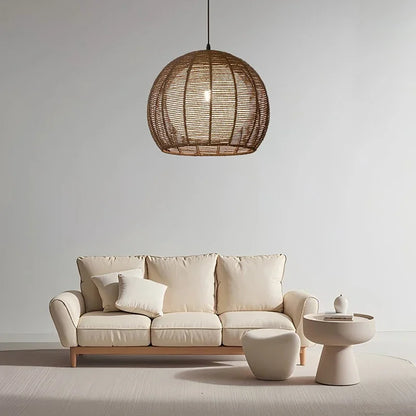 Japanese Wabi Sabi Circular Hemp Rope Ceiling Light