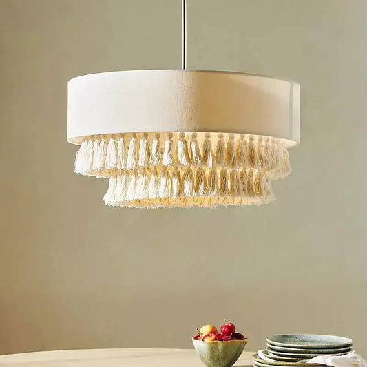 Japanese Wabi Sabi Fabric Beige Chandelier