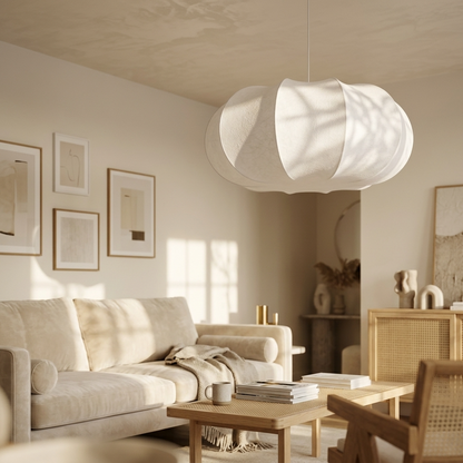Silk Japanese Wabi-Sabi Chandelier - Handmade Silk Pendant Light