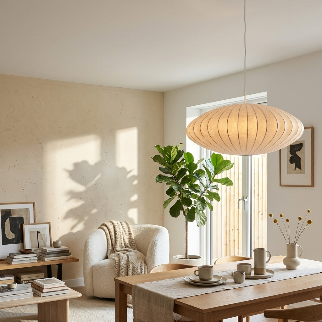 Silk Japanese Chandelier - Wabi-Sabi Style Lighting - Modern
