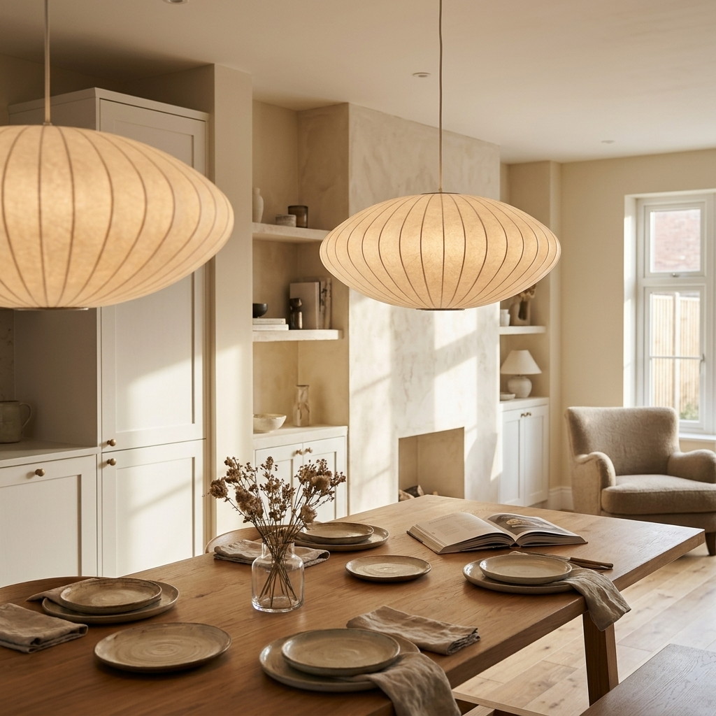 Silk Japanese Chandelier - Wabi-Sabi Style Lighting - Modern