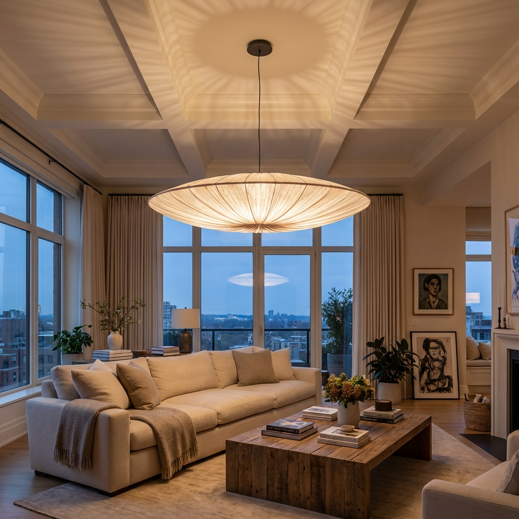 Thin Japanese Wabi Sabi Cloth Pendant Light