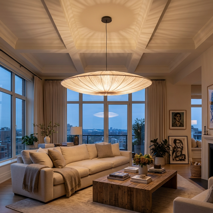 Thin Japanese Wabi Sabi Cloth Pendant Light