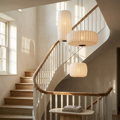 Traditional Wabi Sabi Silk Japanese Pendant Light