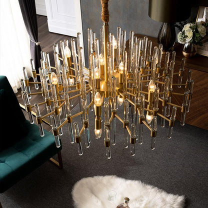 Vintage Brass Starburst Chandelier