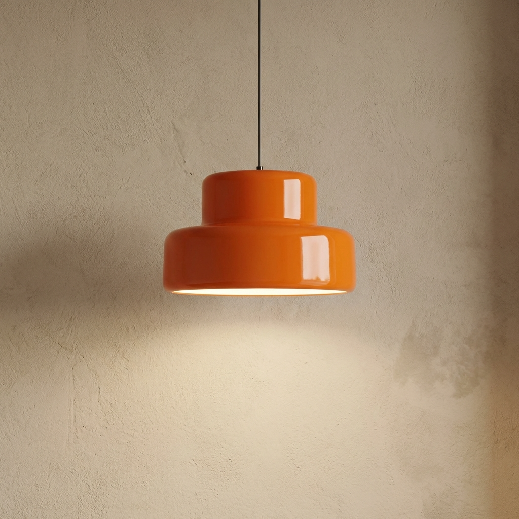 Vintage Bauhaus Orange Pendant Light