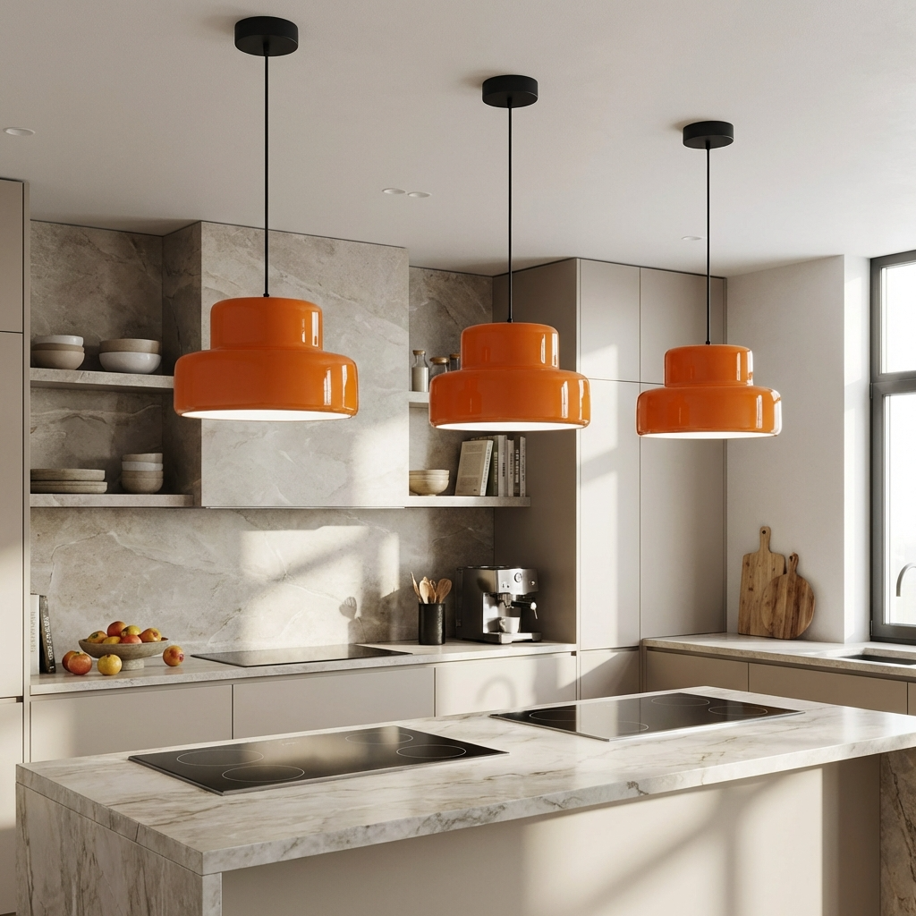 Vintage Bauhaus Orange Pendant Light
