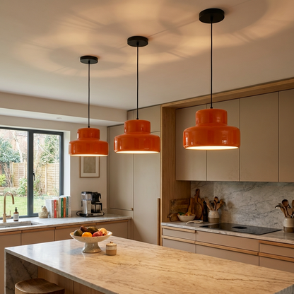 Vintage Bauhaus Orange Pendant Light