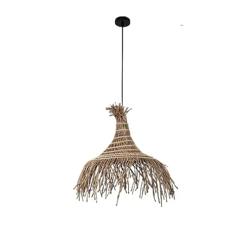 Wabi Sabi Rattan Straw Hat Pendant Light