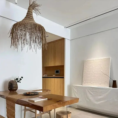Wabi Sabi Rattan Straw Hat Pendant Light