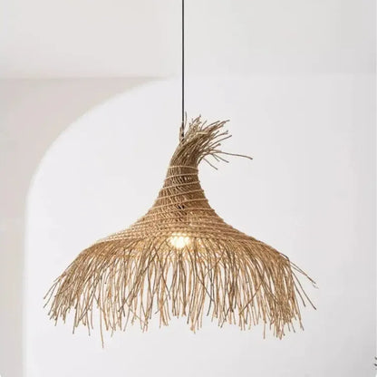 Wabi Sabi Rattan Straw Hat Pendant Light