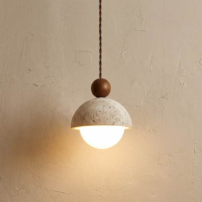 Yellow Travertine Wabi Sabi Stone Pendant Light