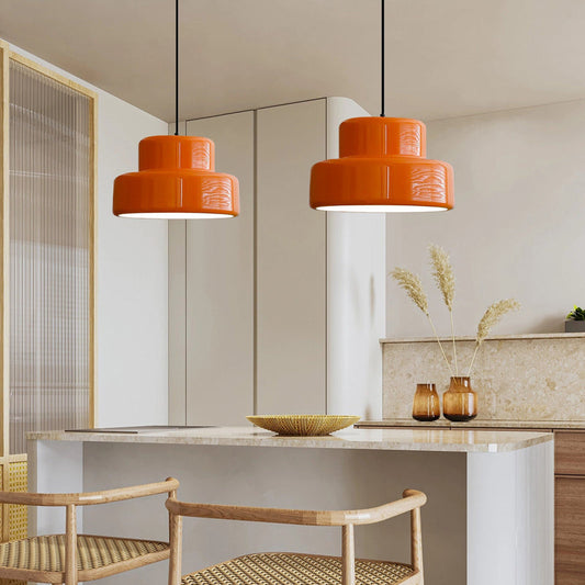 Vintage Bauhaus Orange Pendant Light For Dining Room